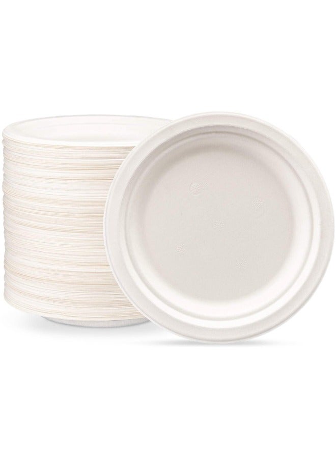 SNH Packing Bagasse Biodegradable Plate 7 inch Made From Sugarcane Plates 50 Pieces - Image 1